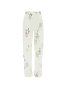 Широкие брюки с цветочным принтом Victoria Beckham, бежевый