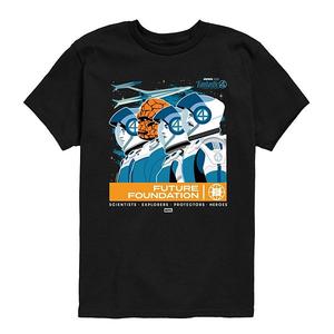 Футболка с принтом Fantastic Four: First Steps Future Foundation для мальчиков 8-20 Marvel, Black
