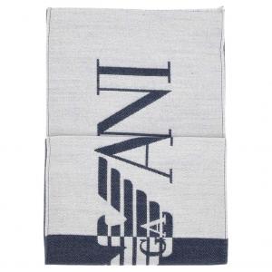 Макси-шарф с бахромой и логотипом EMPORIO ARMANI