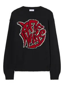 Трикотажный свитер с объемным кроем и логотипом Sphere Off-White, черный