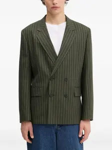 Двубортный пиджак в тонкую полоску HUGO, зеленый