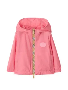 Нейлоновая куртка с капюшоном и шахматным узором BURBERRY KIDS, розовый