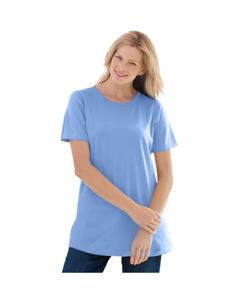Футболка с коротким рукавом и круглым вырезом идеального размера для полных женщин Woman Within, French blue