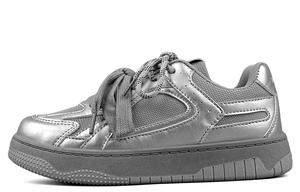 WENPU Скользоустойчивые амортизирующие легкие дышащие лоу-топ скейтбордские кроссовки Women's Silver, цвет Silver