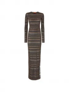 Макси-платье с длинными рукавами и полосатым узором Missoni, коричневый