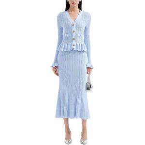 Self-portrait Женское платье с длинными рукавами Self portrait в цвете haze blue