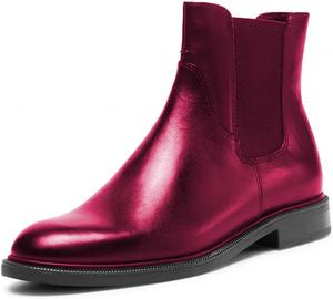 Женские ботинки Chelsea с круглым носком, эластичной вставкой, низким грубым каблуком, плоские ботильоны, осень-зима, базовая удобная обувь на каждый день, размеры US 4-16 Miss left, Crimson