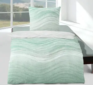 Постельное белье Dream Sleep Seersucker Aurora Green 155x220 см + 80x80 см Traumschlaf