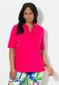 Рубашка-Поло с коротким рукавом Ulla Popken, Red Pink