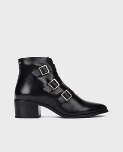 Женские кожаные ботильоны с тремя пряжками Martinelli, черный