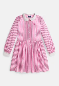 Платье-Рубашка из полосатого хлопкового поплина 714y Polo Ralph Lauren, Desert Pink/White