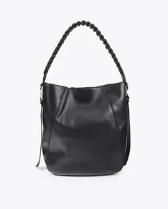 Женская сумка-шоппер с плетёной ручкой Lola Casademunt, черный