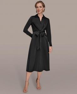 Женское платье-рубашка с завязками спереди Donna Karan New York, Black