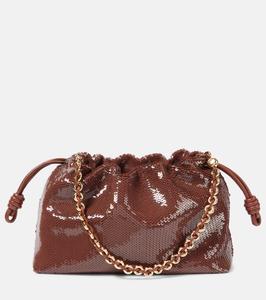 Клатч средний Flamenco с пайетками Loewe, коричневый