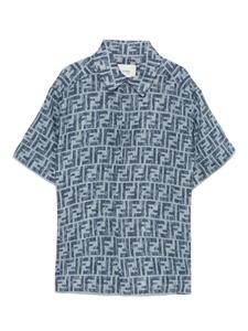 Рубашка с логотипом FF Fendi Kids, синий