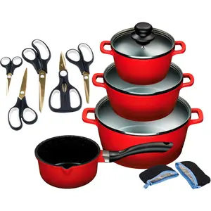 Набор кастрюль King Aluguss с комплектом ножниц, черный