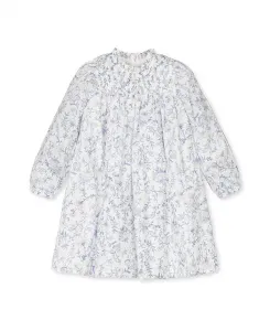 Платье из органического материала для девочек младшего и старшего возраста с длинными рукавами, оборками на горловине и присборенной кокеткой Hope & Henry, белый
