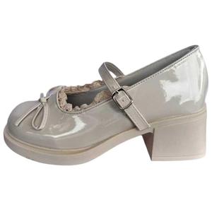 WUJI Женские туфли Мэри Джейн на массивном каблуке экрю, цвет Ecru