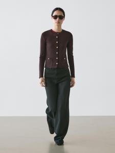 Вязаный кардиган с золотыми пуговицами Massimo Dutti, brown