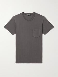 Футболка облегающего кроя из хлопкового джерси холодного крашения TOM FORD, цвет Mushroom