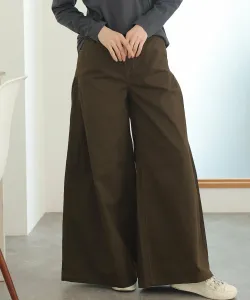 Широкие брюки из саржи с эластичным поясом Pourvous, цвет Khaki