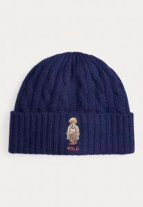 Шапка Polo Ralph Lauren POLO BEAR CABLE WOOL CASHMERE BEANIE, Newport Navy/Dark Blue