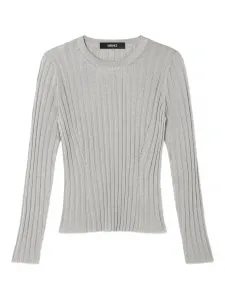 Свитер в рубчик с круглым вырезом Versace, серый
