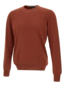 Свитер в рубчик с круглым вырезом Gran Sasso, коричневый