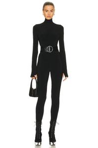 Комбинезон Norma Kamali Long Sleeve Turtleneck Catsuit With Footie, черный