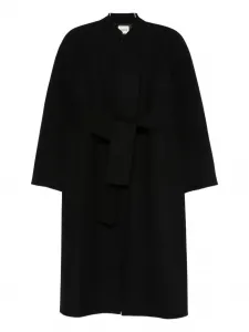 Пальто из шерсти с поясом Khaite, черный