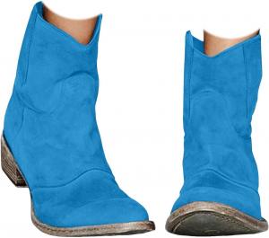 Ковбойские сапоги для женщин с широкой голенью, женские ботильоны на шнуровке, низкий каблук, широкая полнота, заостренный носок, западные ботинки, слипон, праздничная обувь Generic, Light Blue