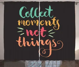 Штора ABAKUHAUS Proverb Rustic, Mindfulness Philosophical, присборенная тесьма для спальни с петлями и крючками, 280 x 225 см, серая с разноцветным узором Abakuhaus