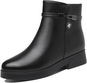 Женские ботинки Niiyyjj из натуральной кожи с боковой молнией, большого размера, противоскользящие, зимние для мам, Black Fleece