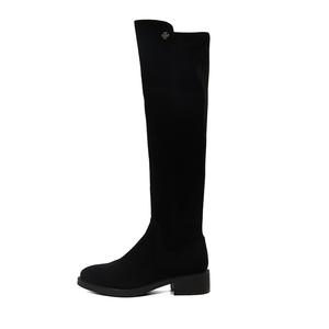 PT'SON Высокие сапоги женские черные - черные (с флисовой подкладкой), цвет Black Fleece-Lined