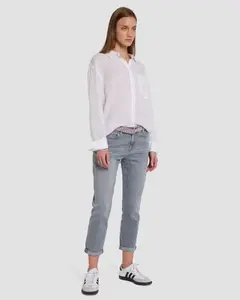 Женские джинсы-бойфренды средней посадки Josefina 7 For all mankind, серый