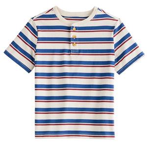 Футболка с коротким рукавом в полоску Henley для мальчиков 4-12 лет Jumping Beans, Henley Stripe Sand