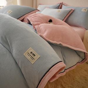 Disney Пододеяльник 150х200 см из молочного велюра, двусторонний (светло-голубой и светло-розовый), комплект из 3 предметов