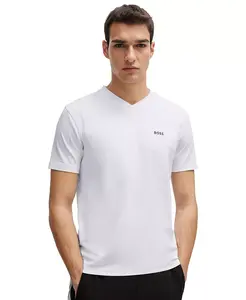 Мужская футболка с контрастным логотипом Regular-Fit Hugo Boss, белый