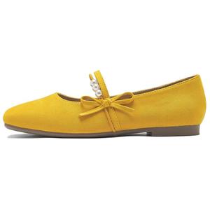 AGSDON Женские туфли Мэри Джейн на массивном каблуке желтые, цвет Yellow