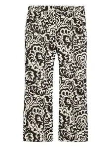 Брюки с завышенной талией и цветочным принтом Weekend Max Mara, черный