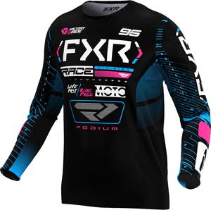 Мотокроссовая майка FXR podium 2025, Black/Blue/Pink