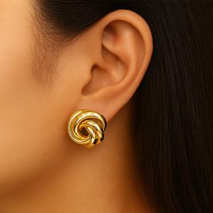 Серьги-гвоздики с завитками любви, покрытые 14-каратным золотом Fashnzfab, золотой