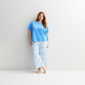 Комплект пижамы Plus size для мамы Sonoma Goods For Life, White Patchwork