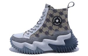 Абразивоустойчивые легкие повседневные высокие кроссовки для увеличения роста Junjali, серые без подкладки