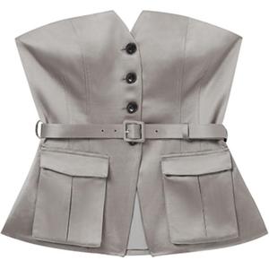 Self-portrait Топ без бретелей Self portrait женский темный серо-коричневый