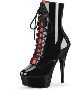 Женские высокие ботинки на платформе Roimaash для танцев на пилоне, 15 см, 280 Black-Red