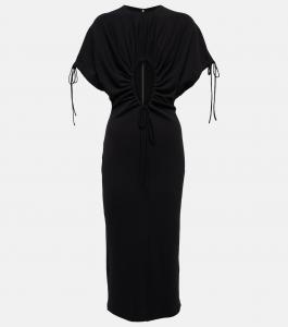Платье миди из хлопка с вырезом Christopher Kane, черный