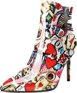 Женские ботильоны YODEKS с острым носком и высокими каблуками-стилет, удобные ботинки с вырезами и молнией сзади, короткие зимние ботильоны с V-образным вырезом, Patent Multi Color