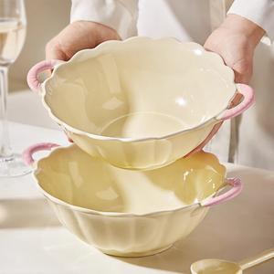 Ceramics Стильная керамическая глубокая тарелка Pink Beauty 9,5 дюйма для супа и риса, набор посуды из 2 предметов