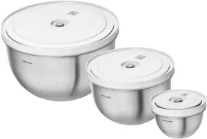 Набор вакуумных мисок Zwilling Fresh & Save BOWLS из нержавеющей стали, 6 предметов, S-12 см, M-18 см, L-24 см